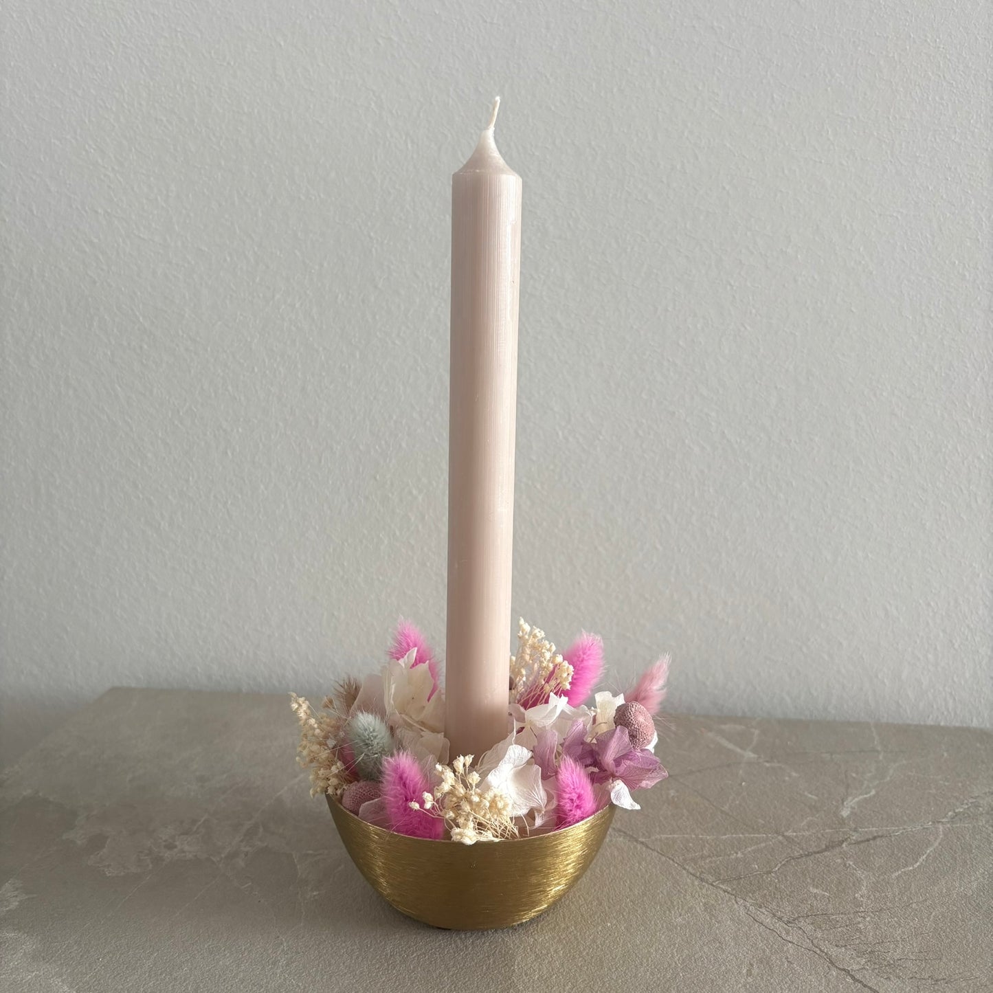 Metall Kerzenhalter mit Trockenblumen