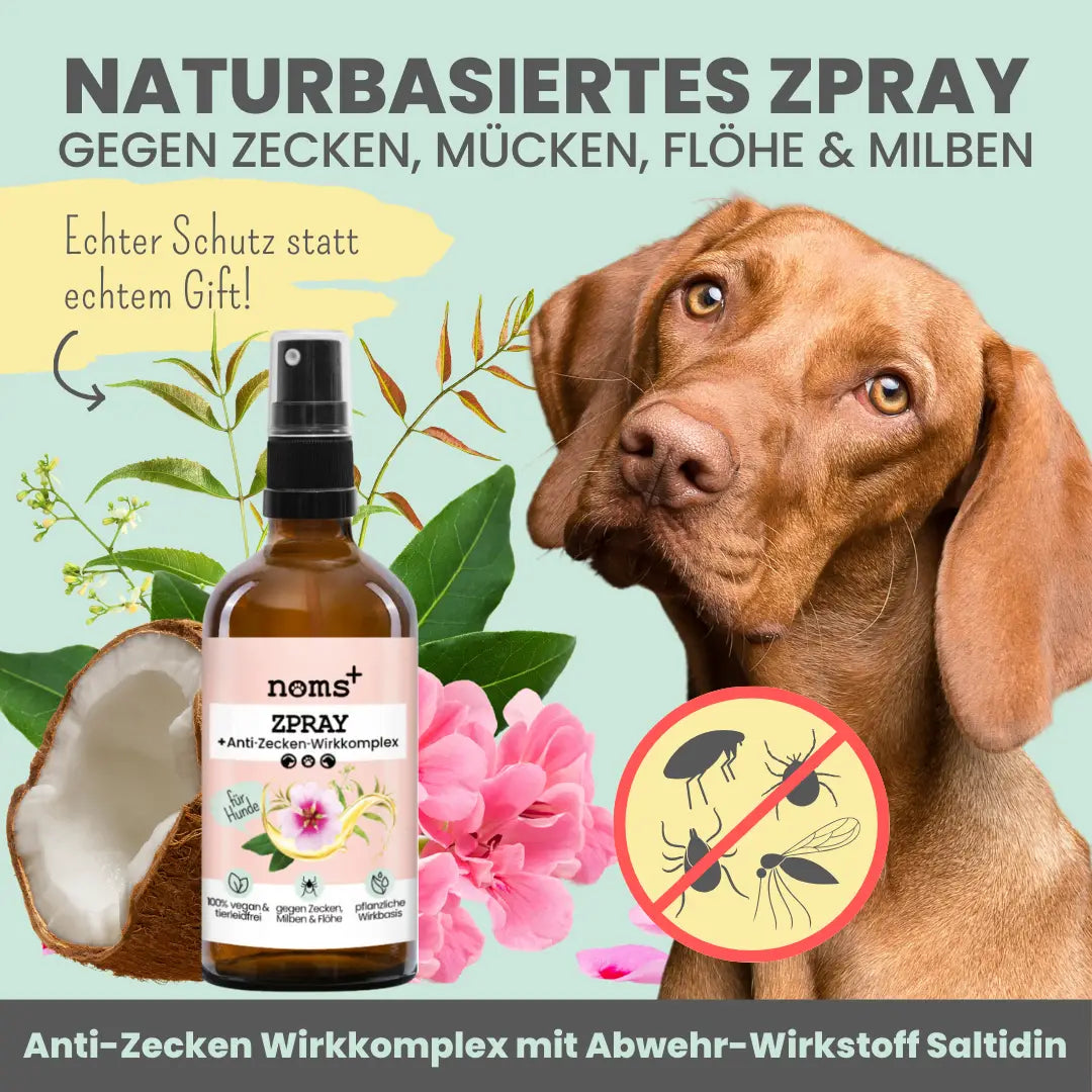 Noms+ Zpray für Hunde gegen Zecken, Flöhe, Milben & Mücken