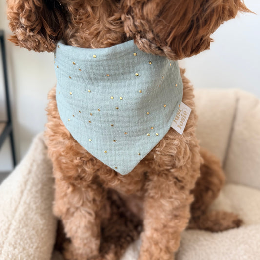 Musselin Halstuch - Golden Dots (Olive)