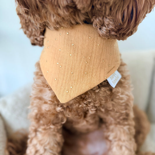 Musselin Halstuch - Golden Dots (Karamel)