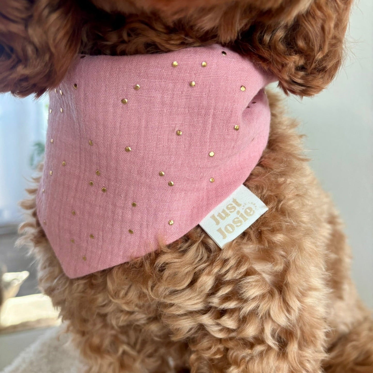 Musselin Halstuch - Rosa mit goldenen Punkten