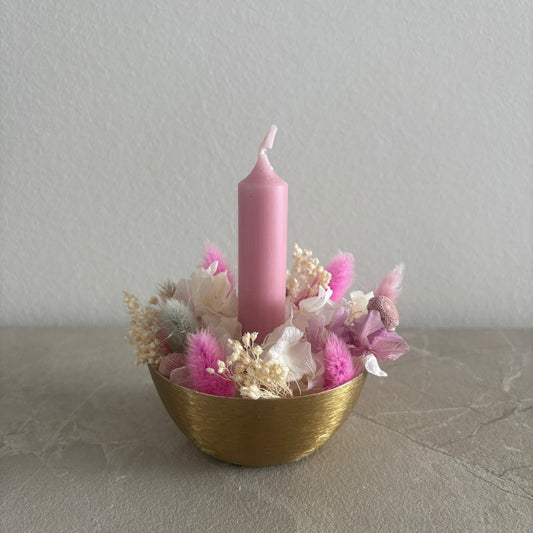 Metall Kerzenhalter mit Trockenblumen